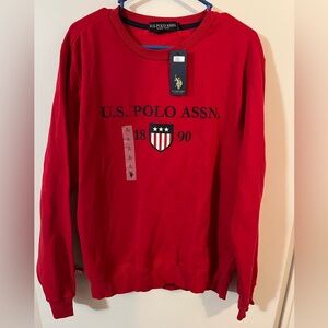 U.S. Polo Assn. men’s large red fleece graphic crewneck pullover sweatshirt